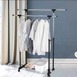 Indoor Double pole  Double Pole Telescopic Heavy Duty Cloth Rack Heavy Duty Rack Organizer Hanger Rack - Image 3