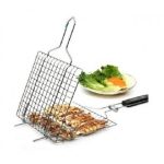 BBQ Grill Net With Handle Steel Outdoor Camping Grill BBQ Mesh Net Tongs Clip Barbecue - Image 2