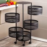 5 Layer Rotating Kitchen Rack 360 Degree Floor Organizer with Wheels for Vegetables and Fruits - Image 2