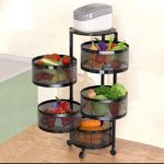5 Layer Rotating Kitchen Rack 360 Degree Floor Organizer with Wheels for Vegetables and Fruits - Image 3