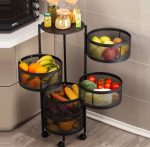 5 Layer Rotating Kitchen Rack 360 Degree Floor Organizer with Wheels for Vegetables and Fruits
