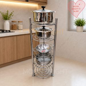 Stainless Steel Pot & Pan Stand – Multi-Layer Kitchen Organizer