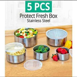 Premium Stainless Steel Food Storage Container Set with Lid | 5 Pcs