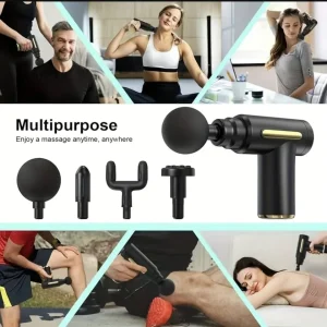 Portable Electric Massage Gun – Deep Tissue Muscle Massager with Multiple Heads
