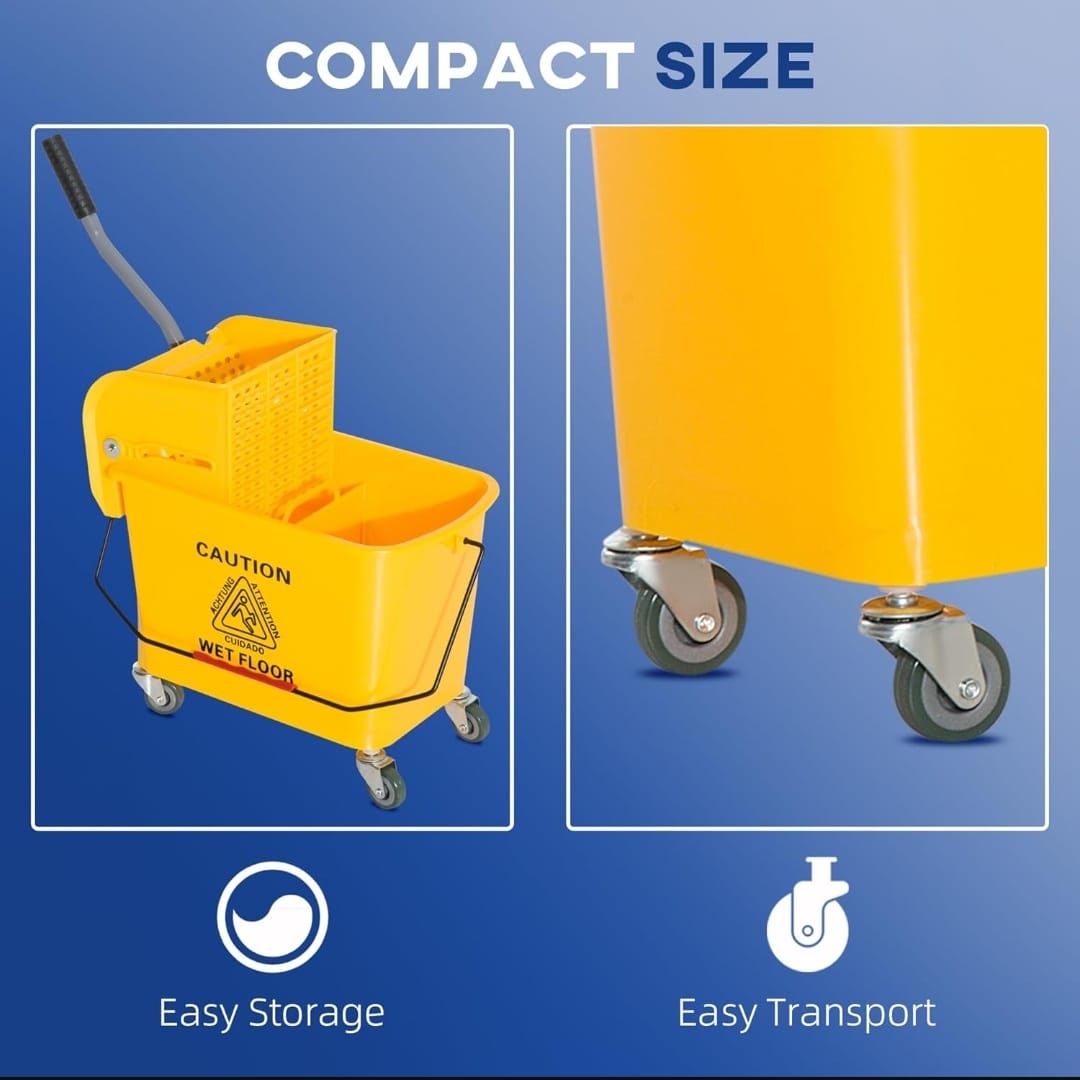 20L Industrial Mop Bucket with Wringer Basket | Heavy Duty Cleaning Bucket - Image 3