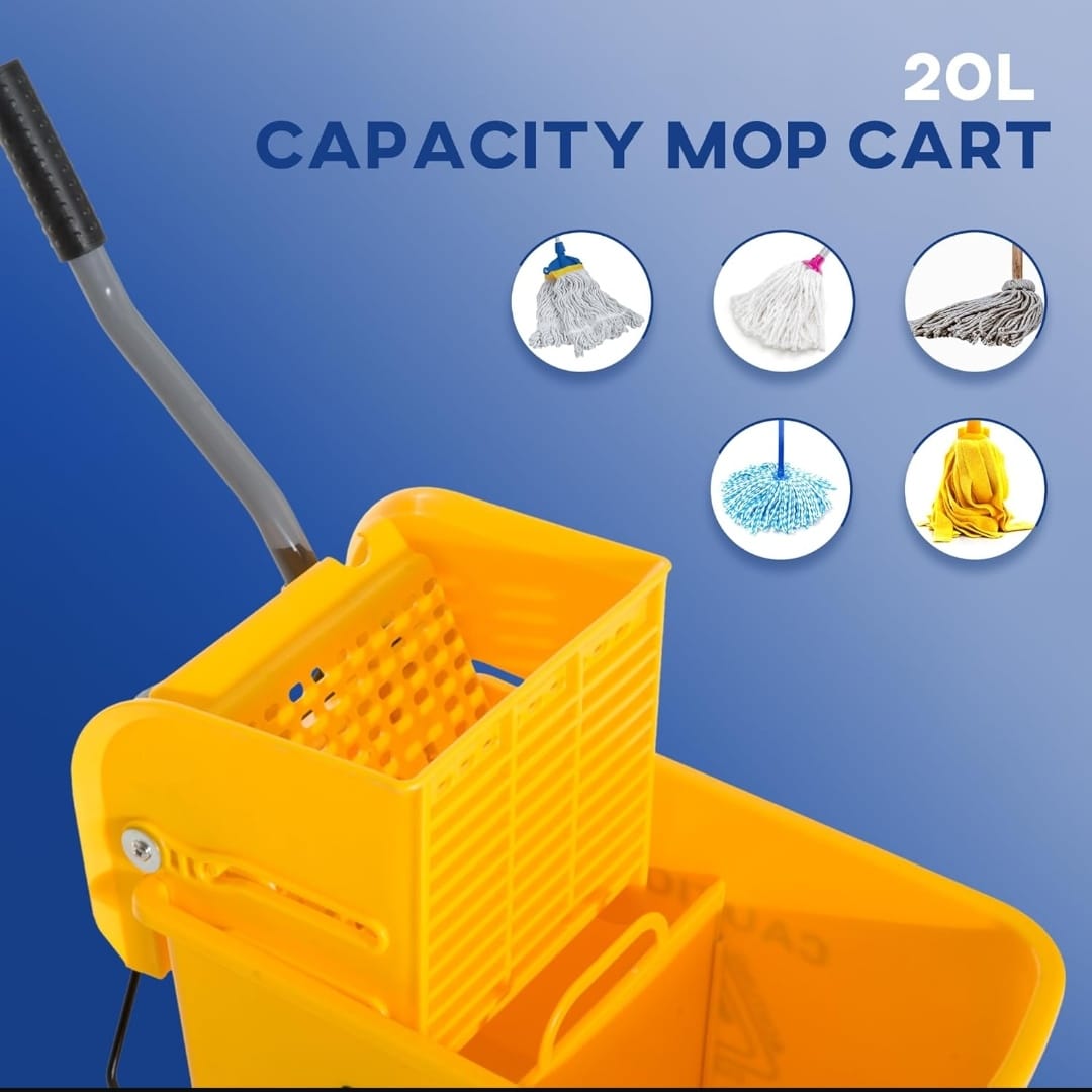 20L Industrial Mop Bucket with Wringer Basket | Heavy Duty Cleaning Bucket - Image 4