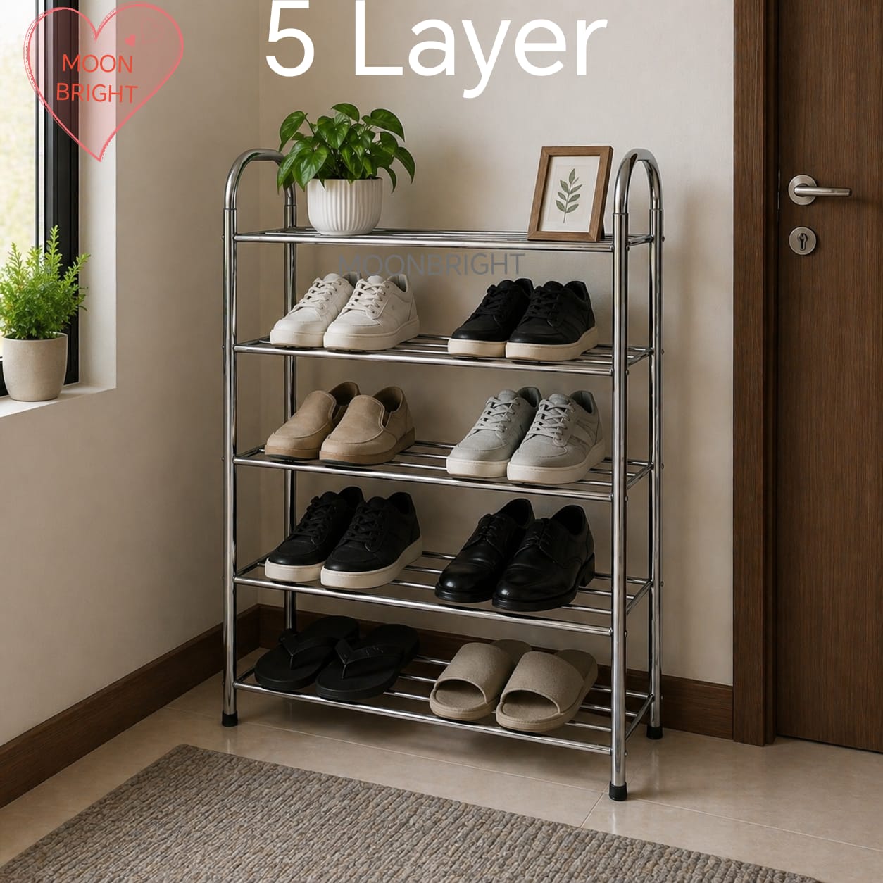 5 & 6 Layer Stainless Steel Shoe Rack for Home & Office - Image 2
