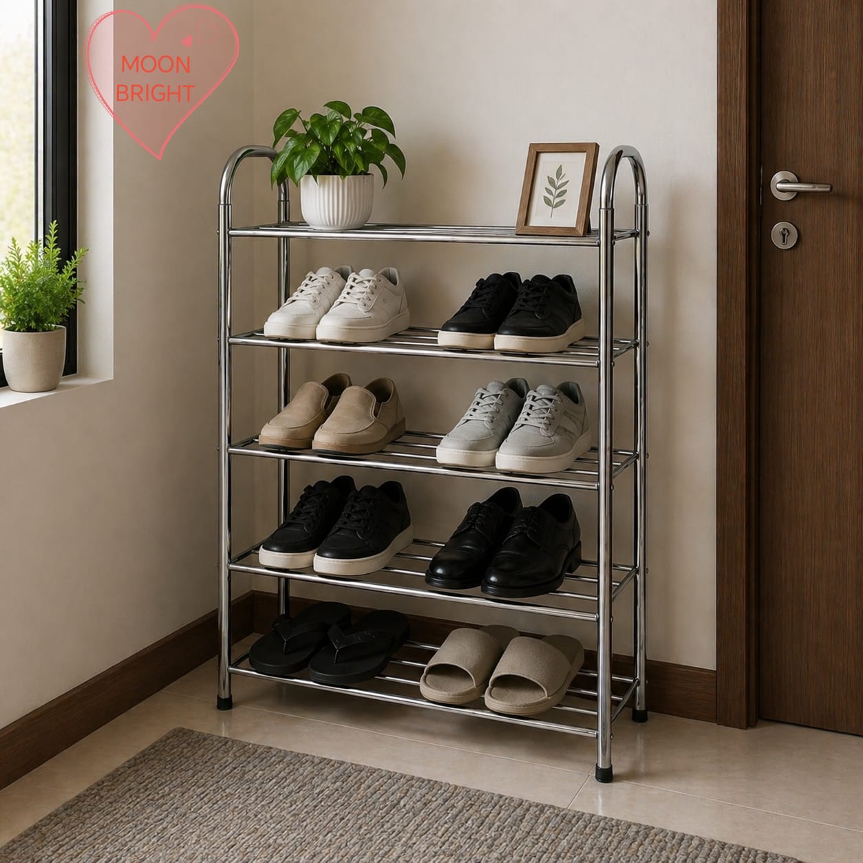 5 & 6 Layer Stainless Steel Shoe Rack for Home & Office