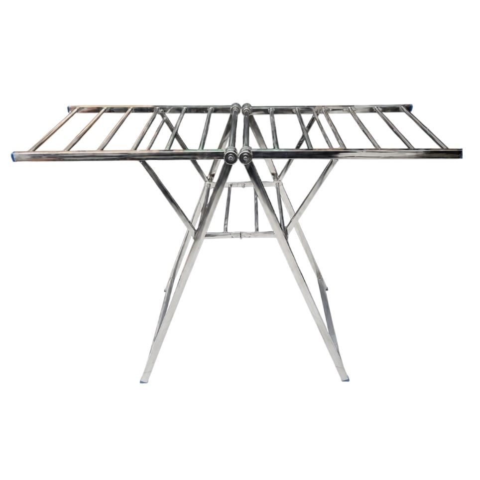 204-Premium Stainless Steel Foldable Clothes Drying Rack | Large Double Wing Drying Stand - Image 2
