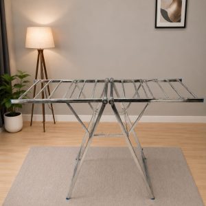 204-Premium Stainless Steel Foldable Clothes Drying Rack | Large Double Wing Drying Stand