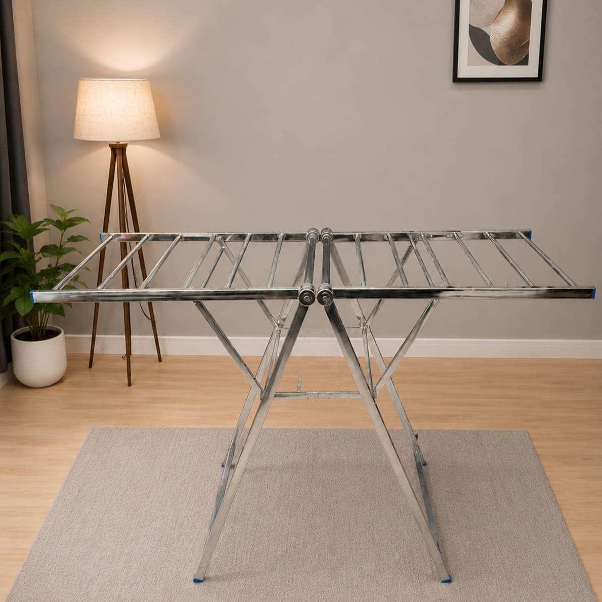 204-Premium Stainless Steel Foldable Clothes Drying Rack | Large Double Wing Drying Stand
