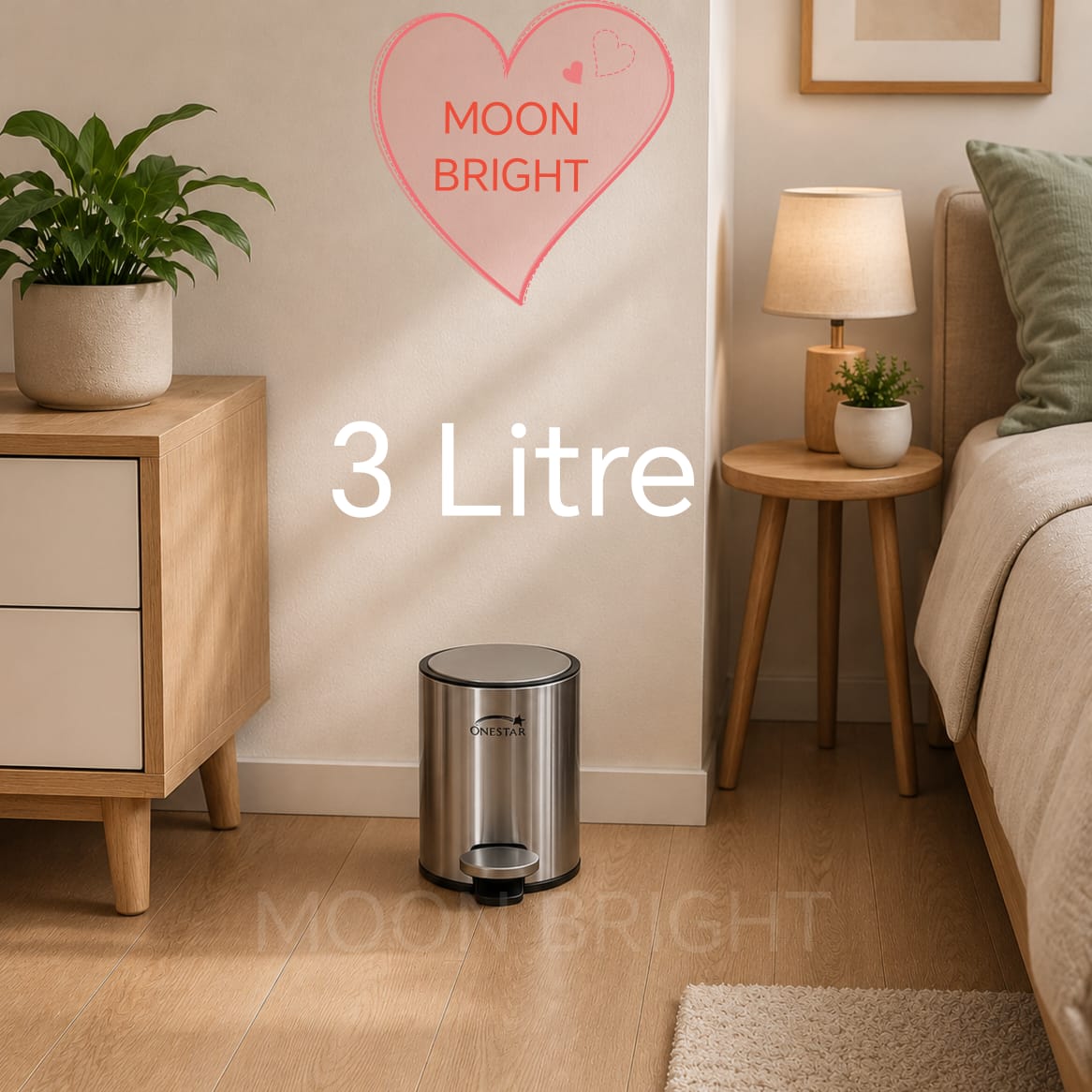 Stainless Steel Pedal Dustbin | 3L, 5L & 8L Premium Steel Waste Bin - Image 2