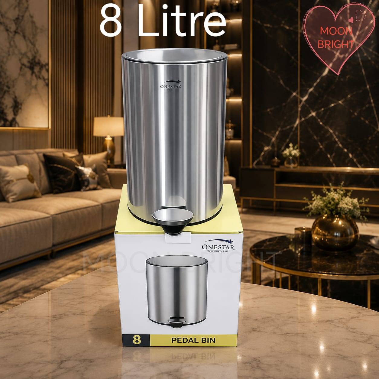 Stainless Steel Pedal Dustbin | 3L, 5L & 8L Premium Steel Waste Bin - Image 3