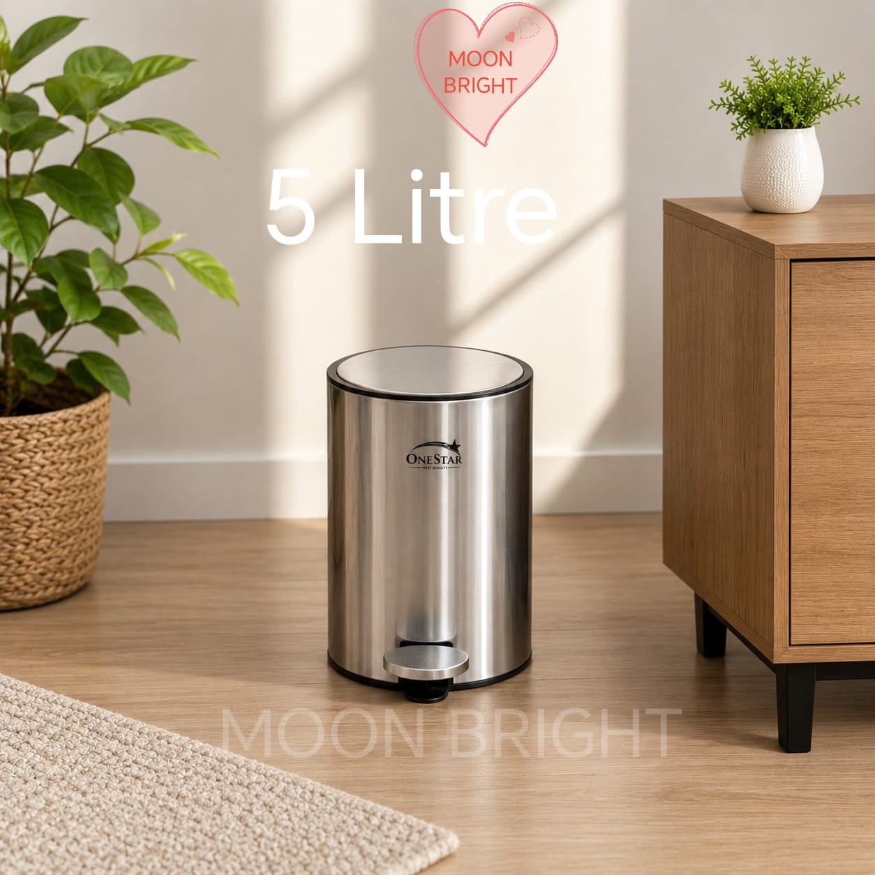 Stainless Steel Pedal Dustbin | 3L, 5L & 8L Premium Steel Waste Bin - Image 4