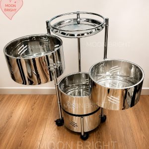 Stainless Steel Vegetable Storage Rack – 4 Layer Rotating Basket with Wheels