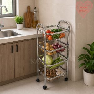 4 Layer Vegetable Storage Rack – Multi-Purpose Kitchen Organizer with Wheels