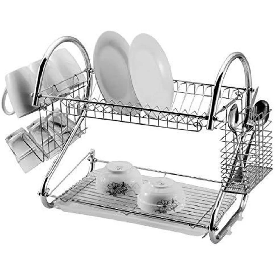2 Layer Dish Drainer Rack Stainless Steel - Image 3