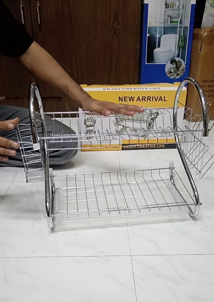 2 Layer Dish Drainer Rack Stainless Steel - Image 2