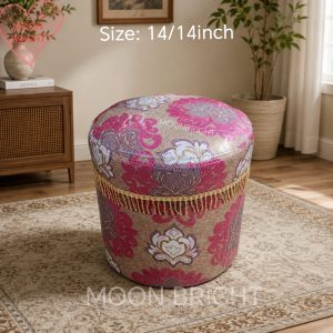 Premium Velvet Round Stool | Modern Ottoman Seat | Living Room & Bedroom Foot Rest