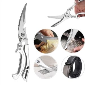 Multi-Purpose Stainless Steel Kitchen Scissors for Fish, Meat & Chicken Cutting
