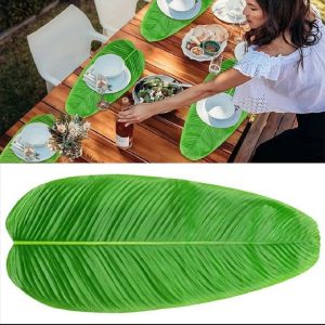 Premium Eco Tropical Green Leaf Dining Table Placemat 6Pcs Set