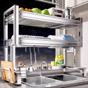 Multi-Layer Stainless Steel Kitchen Sink Dish Rack – Wall Mounted Storage Organizer