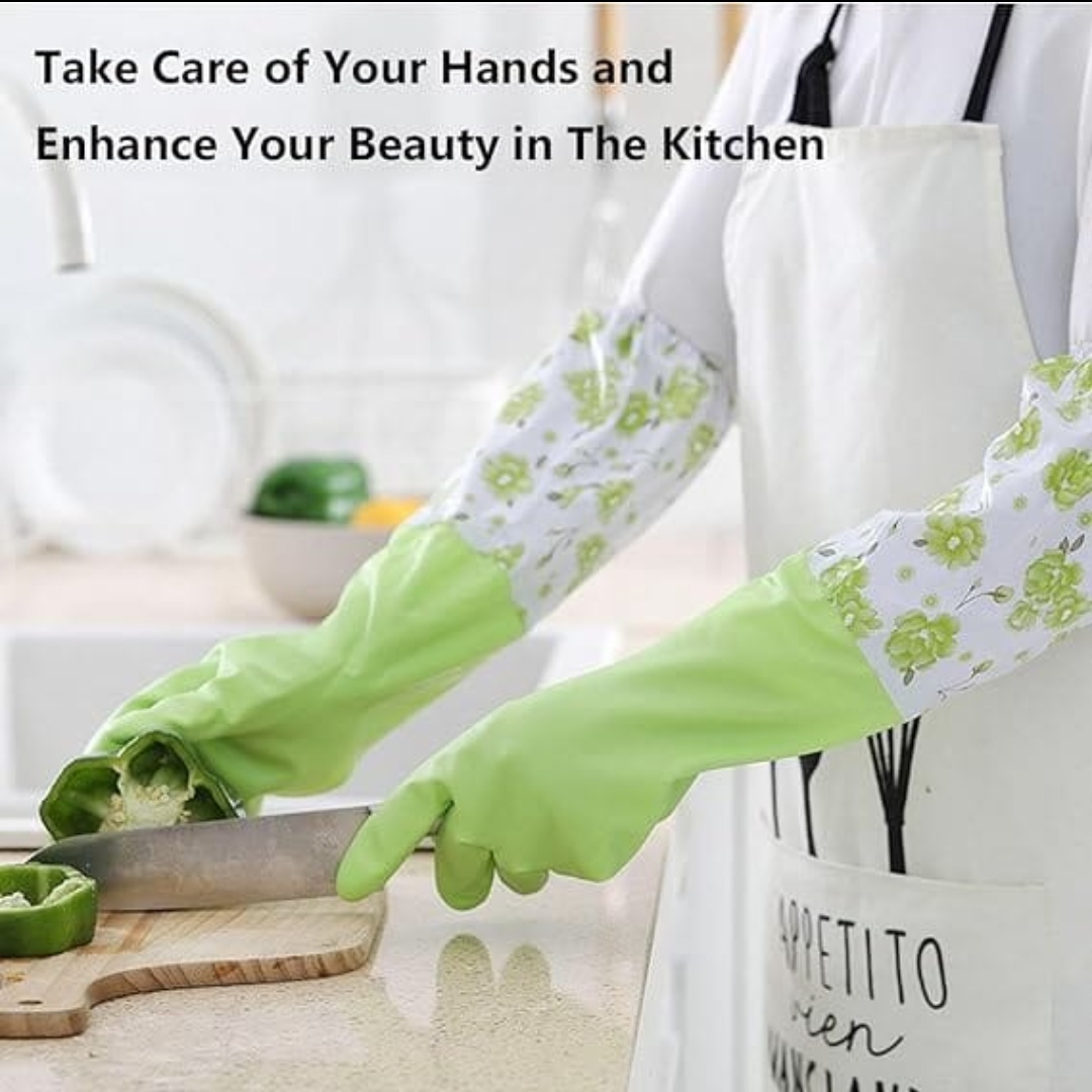 Waterproof Long Sleeve Dishwashing Gloves - Kitchen Hand Gloves 1Pair - Image 2